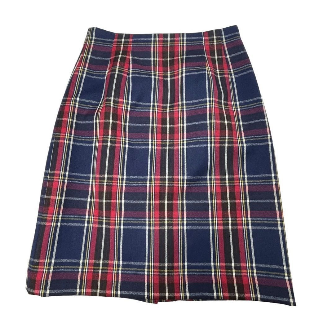 JG Hook Navy/Red Plaid Pencil Skirt 2P